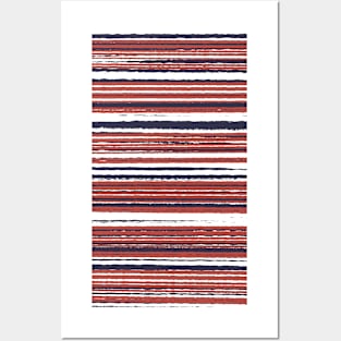 USA, America, Patriotic Pinstripe Pattern, Red, White, and Blue Posters and Art